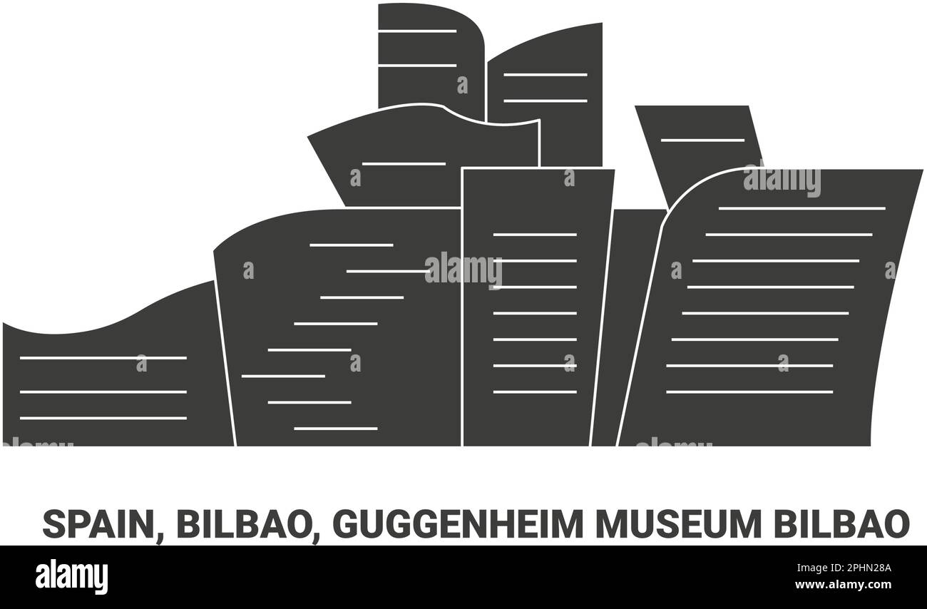 Espagne, Bilbao, Musée Guggenheim Bilbao, illustration vectorielle de voyage Illustration de Vecteur