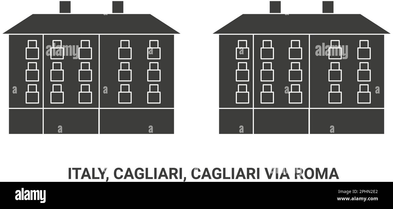 Italie, Cagliari, Cagliari via Roma, illustration vectorielle de voyage Illustration de Vecteur