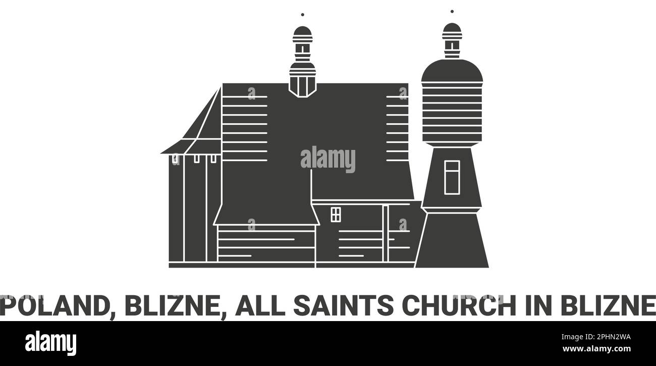 Pologne, Blizne, Église de la Toussaint à Blizne, illustration vectorielle de voyage Illustration de Vecteur