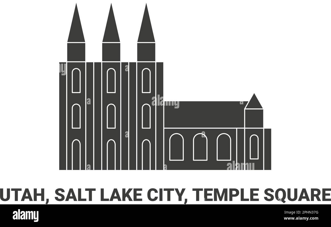 États-Unis, Utah, Salt Lake City, Temple Square, illustration vectorielle de voyage Illustration de Vecteur