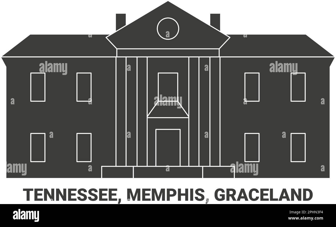 États-Unis, Tennessee, Memphis, Graceland, illustration du vecteur de voyage Illustration de Vecteur