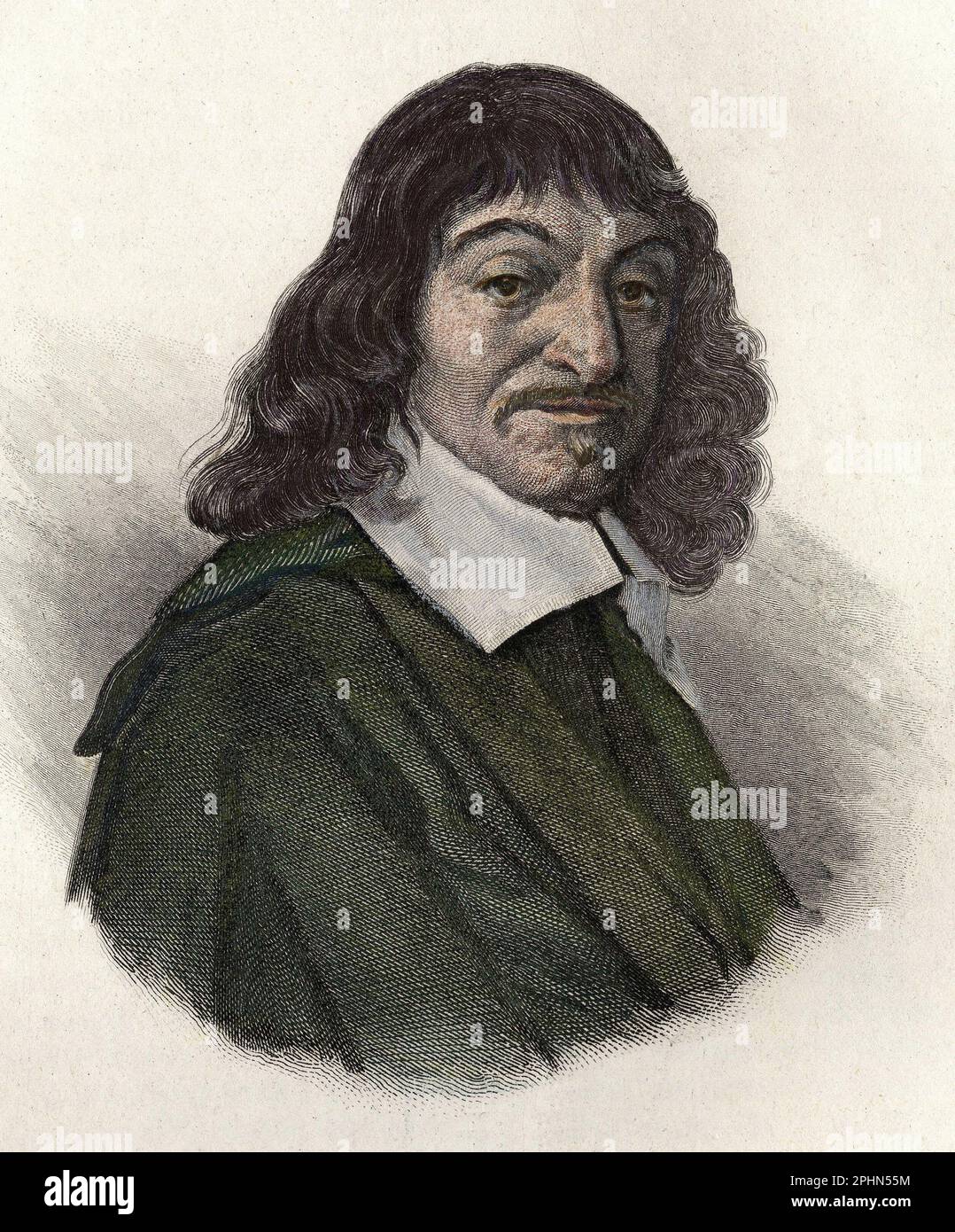 Portrait de Rene Descartes (1596-1650), philosophies et saveurs francais.Gravoure vers 1835 Banque D'Images