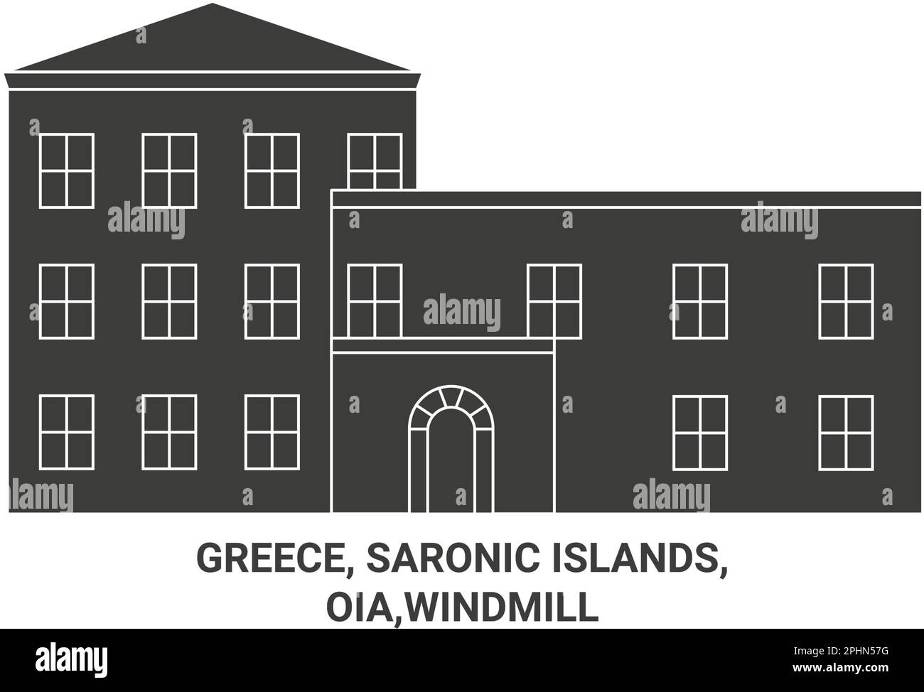 Grèce, Iles Saroniques, Oia, illustration vecteur de repère de voyage de Moulin à vent Illustration de Vecteur