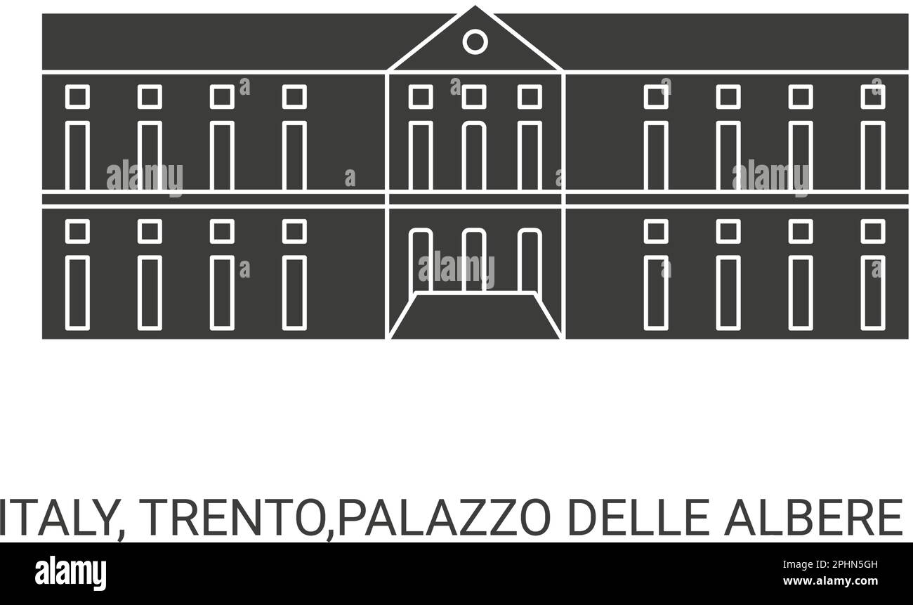 Italie, Trento, Palazzo Delle Albere, illustration vectorielle de voyage Illustration de Vecteur
