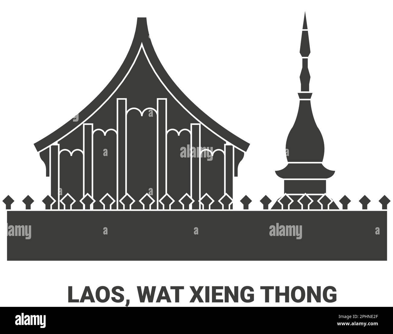 Laos, Wat Xieng Thong, illustration du vecteur de repère de voyage Illustration de Vecteur