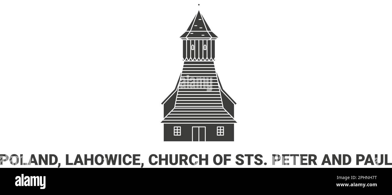 Pologne, Lahowice, Église de STS. Peter et Paul, illustration vectorielle de voyage Illustration de Vecteur