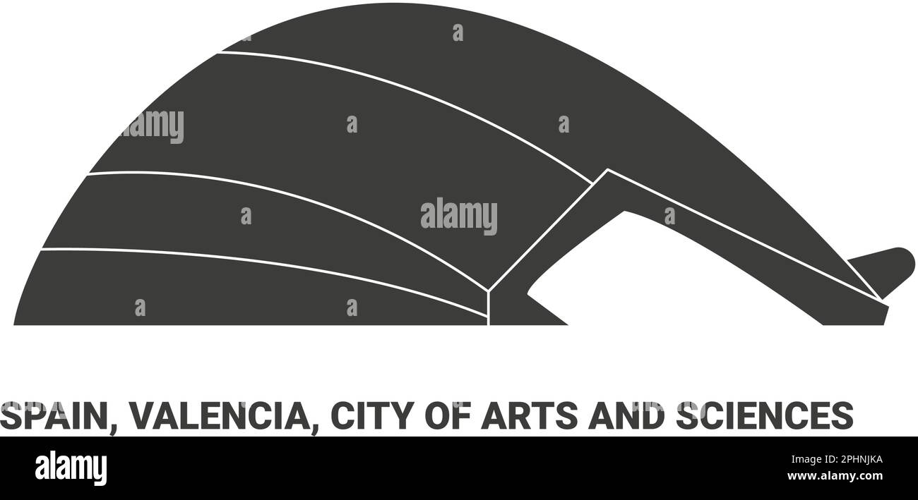 Espagne, Valence, Cité des Arts et des Sciences, illustration vectorielle de voyage Illustration de Vecteur