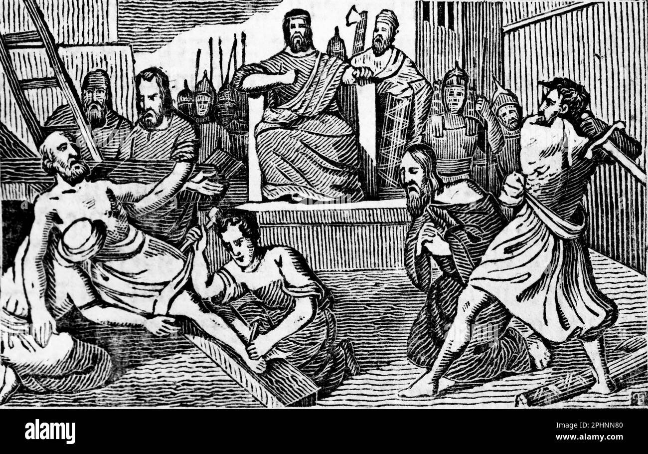 Paulus étant décapité, empereur romain Néron, les Apôtres, Nouveau Testament, bible 1831, illustration historique Banque D'Images
