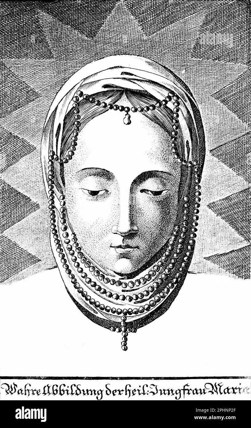 Une véritable image de la Sainte Vierge Marie, bible 1831, illustration historique Banque D'Images