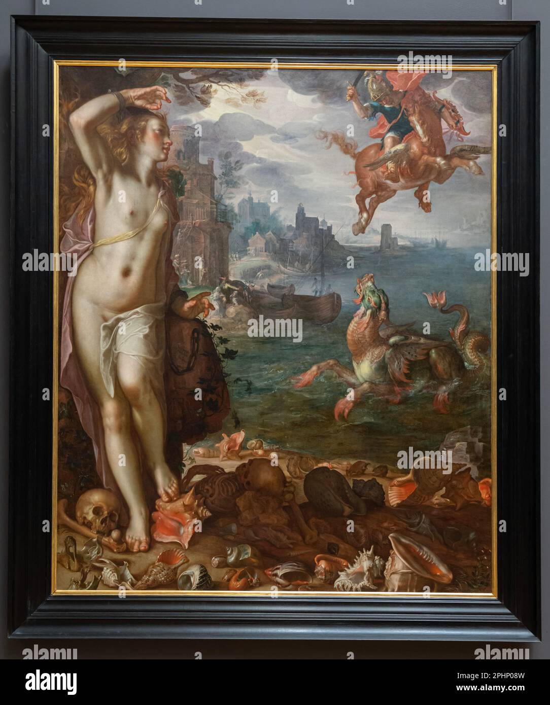 Paris, France - 02 19 2023 : Musée du Louvre. Le héros Perseus sauvant Andromeda peint par Joachim Wtewael Banque D'Images