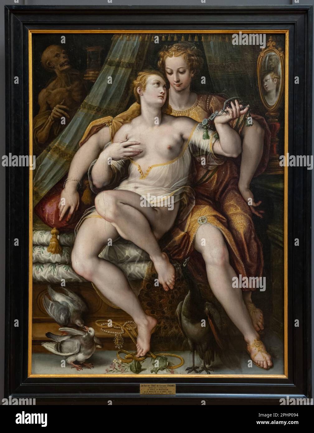 Paris, France - 02 19 2023 : Musée du Louvre. Vanité, modération ou modestie et mort peint par Jan Van Der Straet Banque D'Images