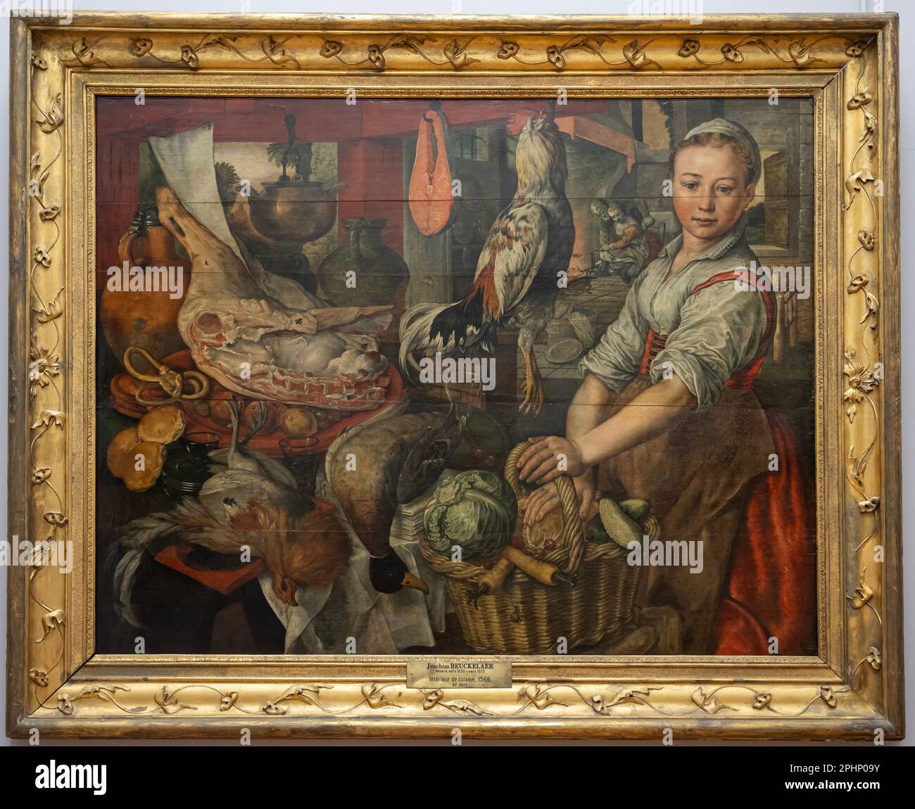 Paris, France - 02 19 2023 : Musée du Louvre. Intérieur d'une cuisine peinte par Joachim Beuckelaer Banque D'Images