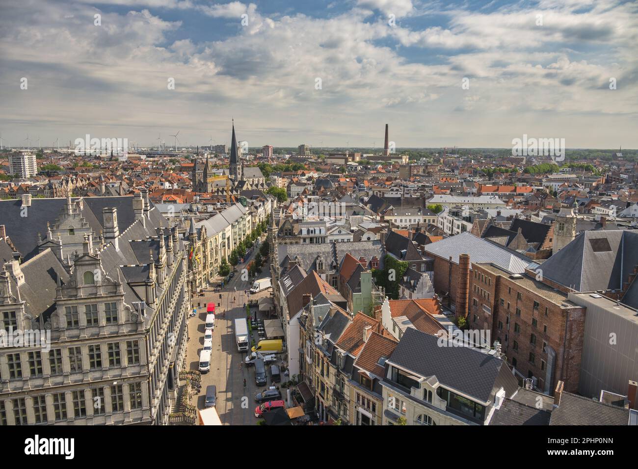 Gand Belgique, vue panoramique de la ville à la cathédrale Saint-Bavon Banque D'Images