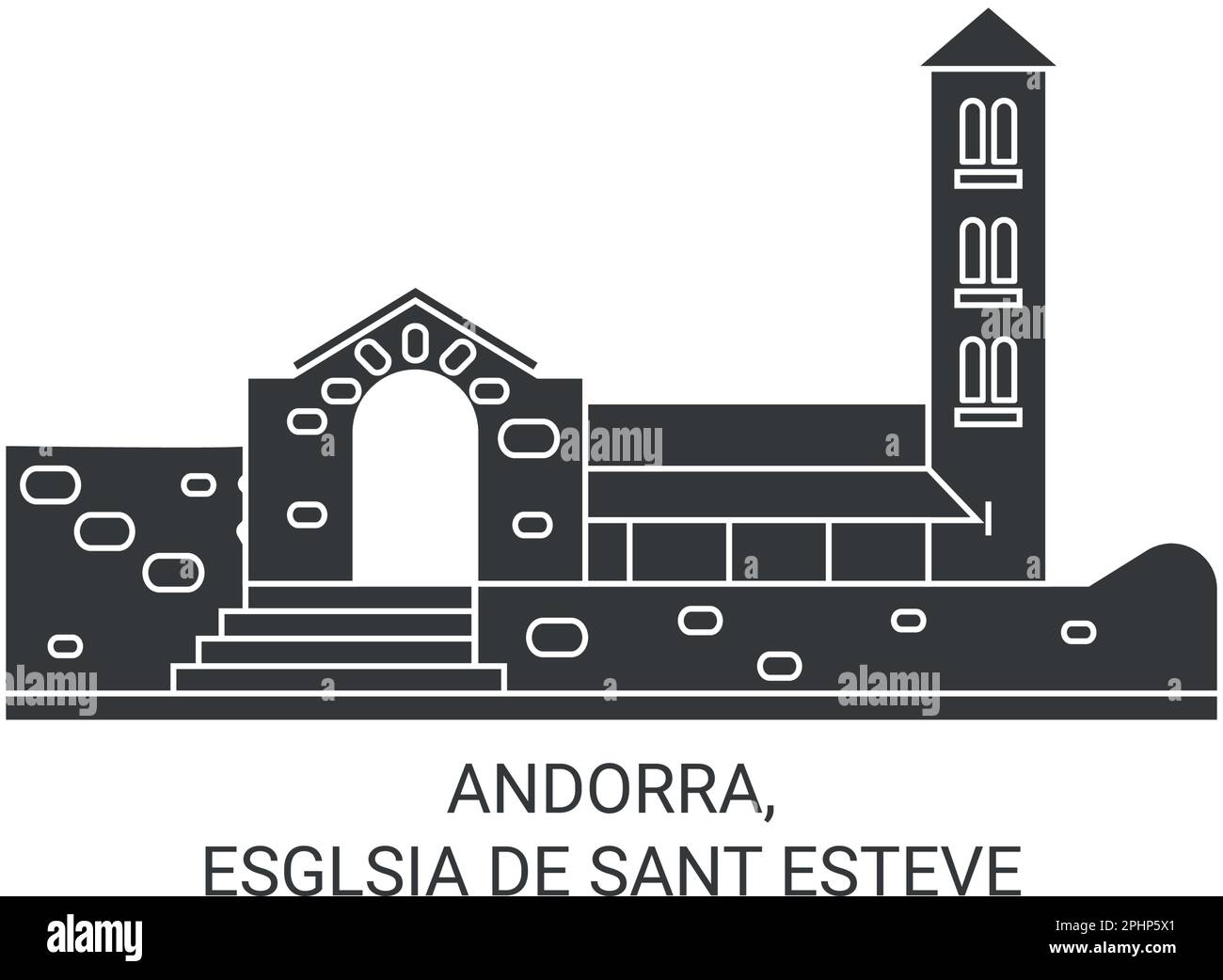 Andorre, Esglsia de Sant Esteve voyage repère illustration vecteur Illustration de Vecteur