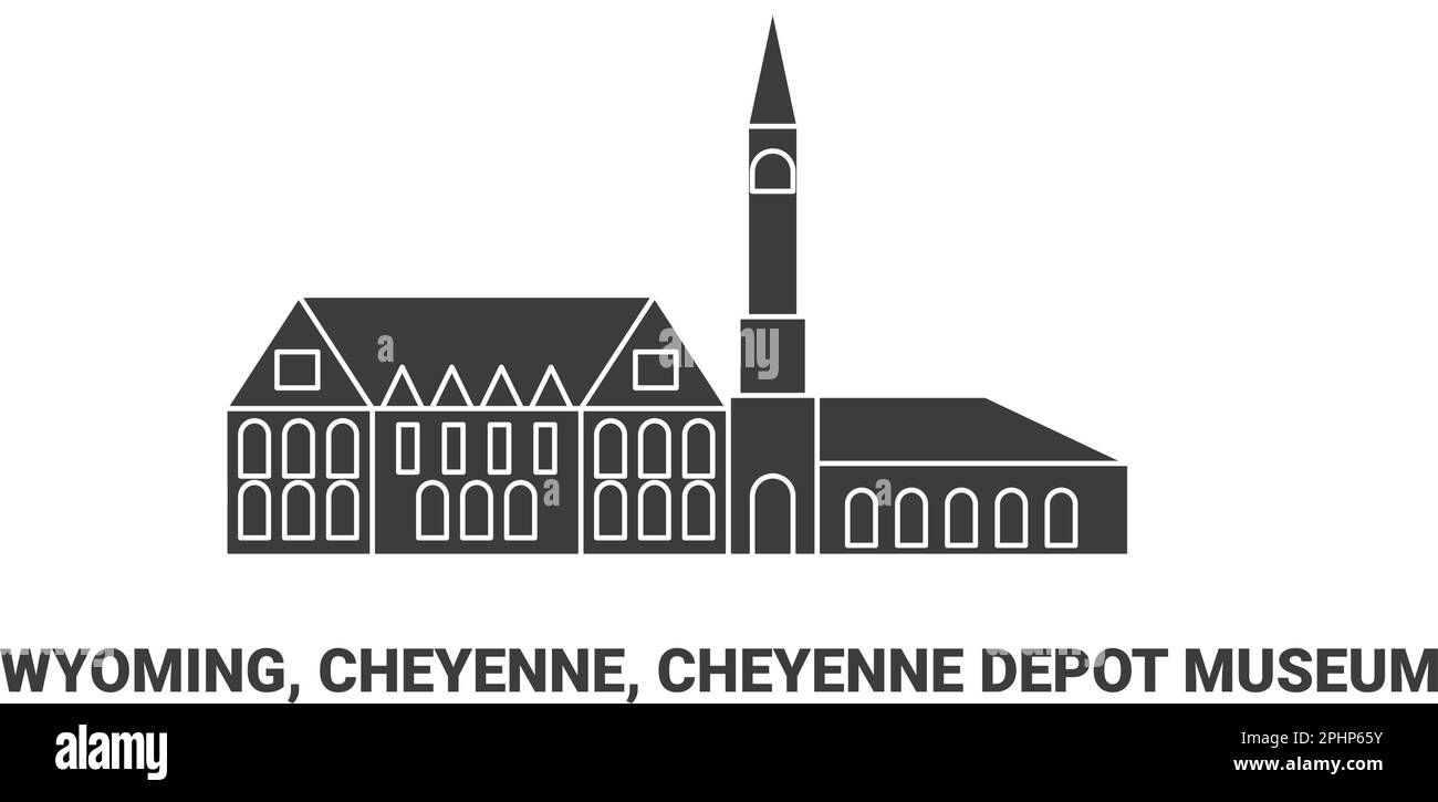 États-Unis, Wyoming, Cheyenne, musée Cheyenne Depot, illustration vectorielle de voyage Illustration de Vecteur