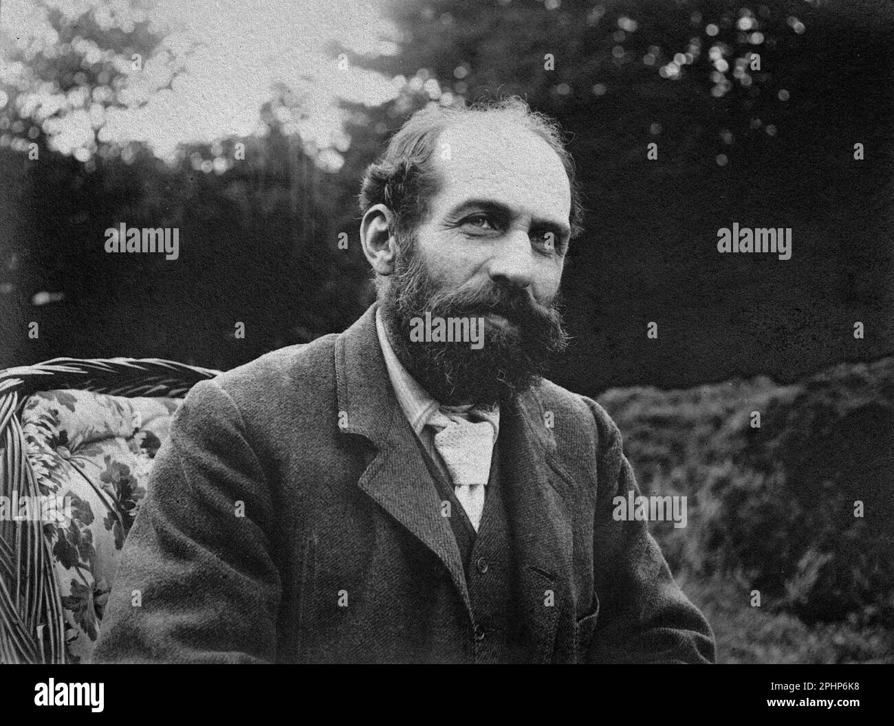 Arthur Schuster, physicien britannique d'origine allemande assis à gauche, 50 ans, photographie vintage de 1901 Banque D'Images