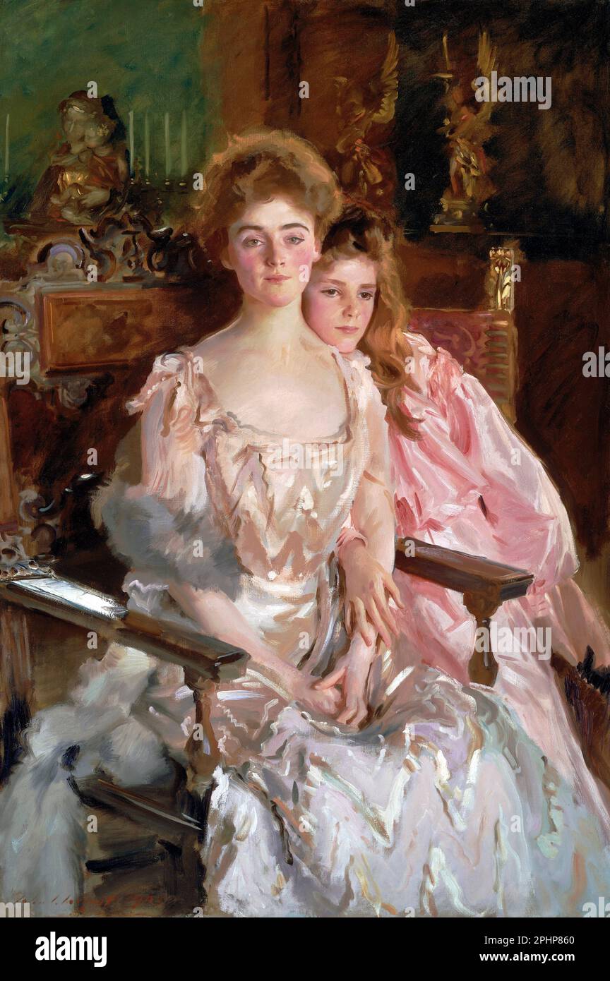 Mme Fiske Warren (Gretchen Osgood) et sa fille Rachel de John Singer Sargent (1856-1925), huile sur toile, 1903 Banque D'Images