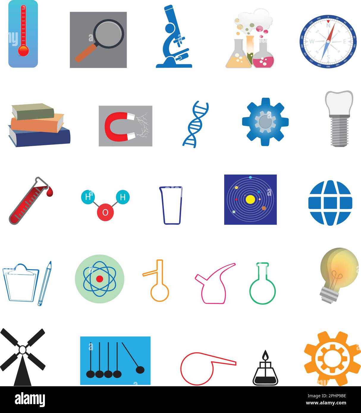 Ensemble de vingt-six icônes scientifiques Illustration de Vecteur