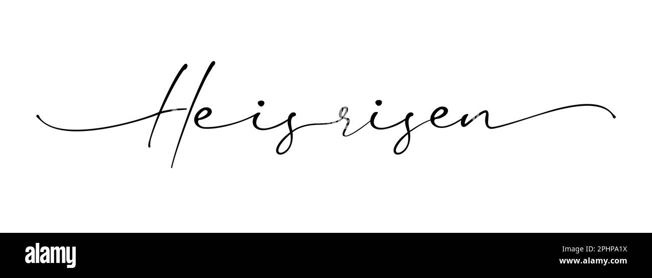 Il est ressuscité des mots chrétiens lettrage. Célébrez la résurrection, modèle d'affiche du dimanche de Pâques. Illustration vectorielle Illustration de Vecteur