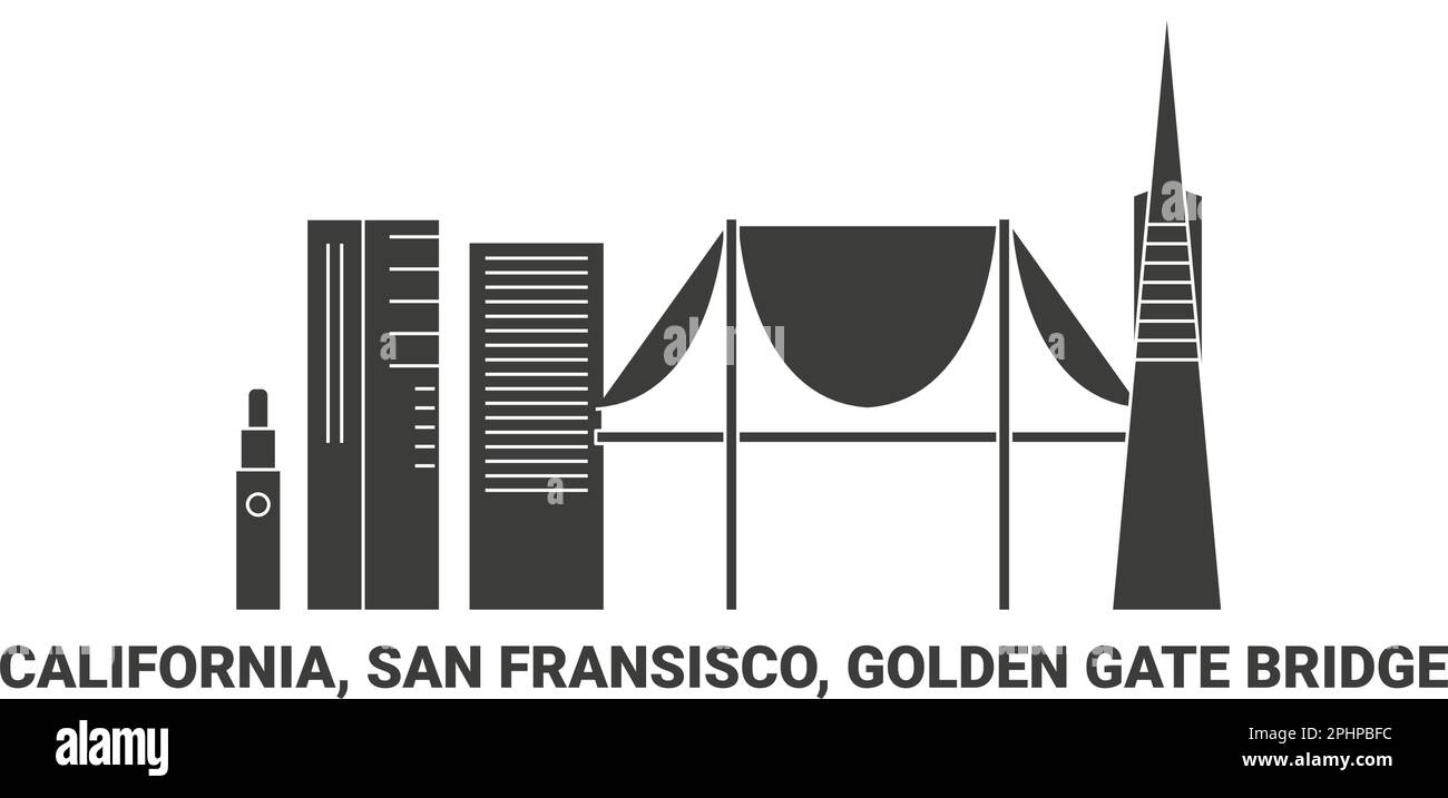 États-Unis, Californie, San Fransisco, Golden Gate Bridge, illustration vectorielle de voyage Illustration de Vecteur