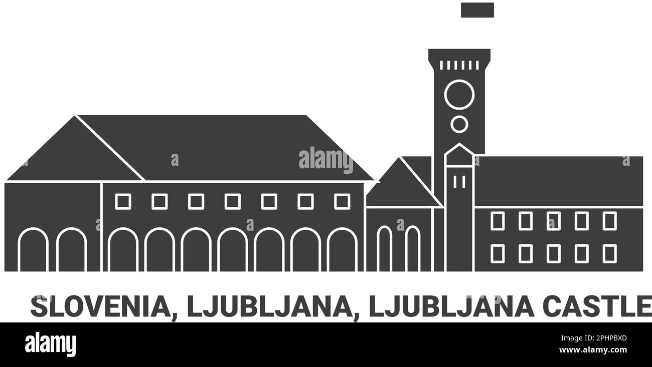 Slovénie, Ljubljana, Château de Ljubljana, illustration vectorielle de voyage Illustration de Vecteur