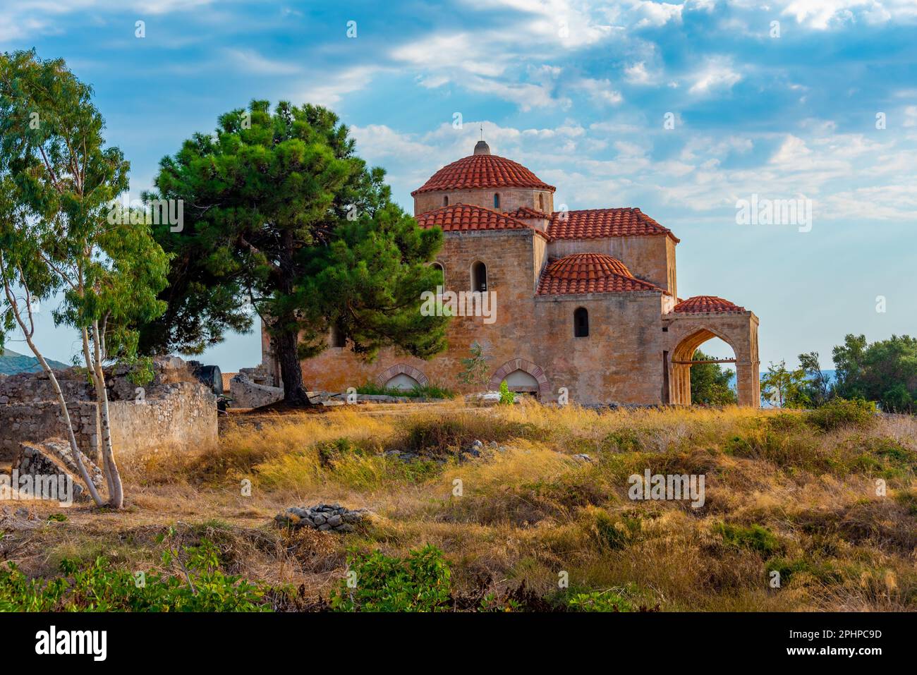 Métamorphose église Sotiros au château de Pilos en Grèce. Banque D'Images