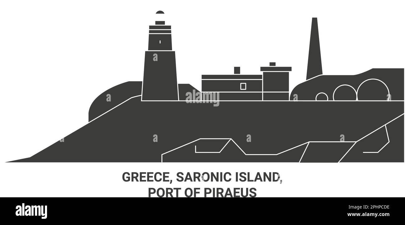 Grèce, île Saronique, Port du Pirée voyage illustration vectorielle Illustration de Vecteur