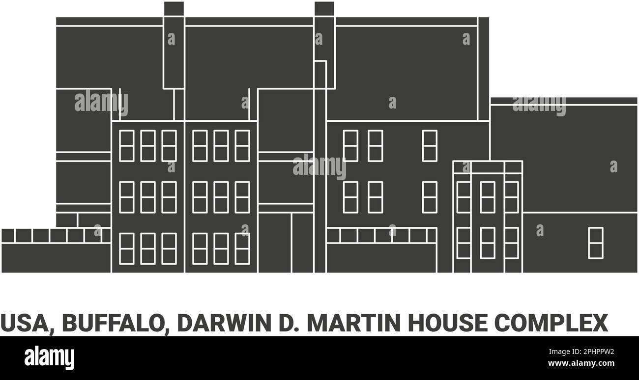 États-Unis, Buffalo, Darwin D. Martin House Complex, illustration vectorielle de voyage Illustration de Vecteur