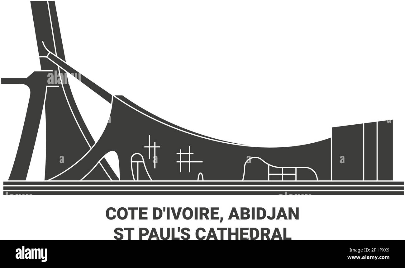 Côte d'ivoire, cathédrale d'Abidjanst Paul, illustration du vecteur de voyage Illustration de Vecteur