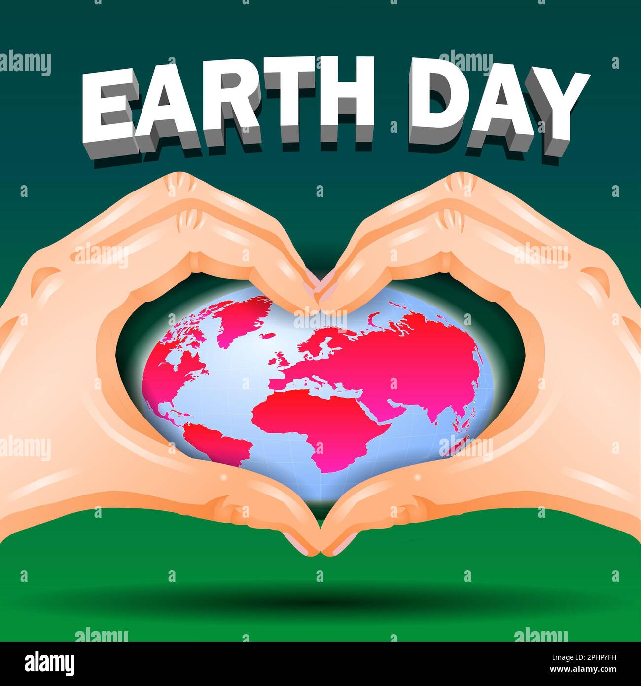 Mains tenant la Terre en forme de coeur. Sauver notre planète. Concept de la Journée mondiale de l'environnement ou de la Journée de la Terre Banque D'Images