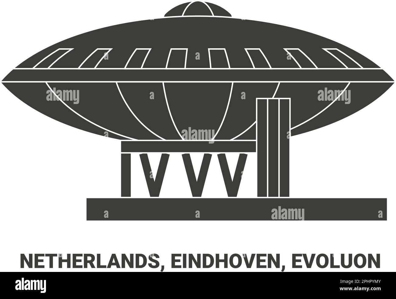 Pays-Bas, Eindhoven, Evoluon, illustration vectorielle de voyage Illustration de Vecteur