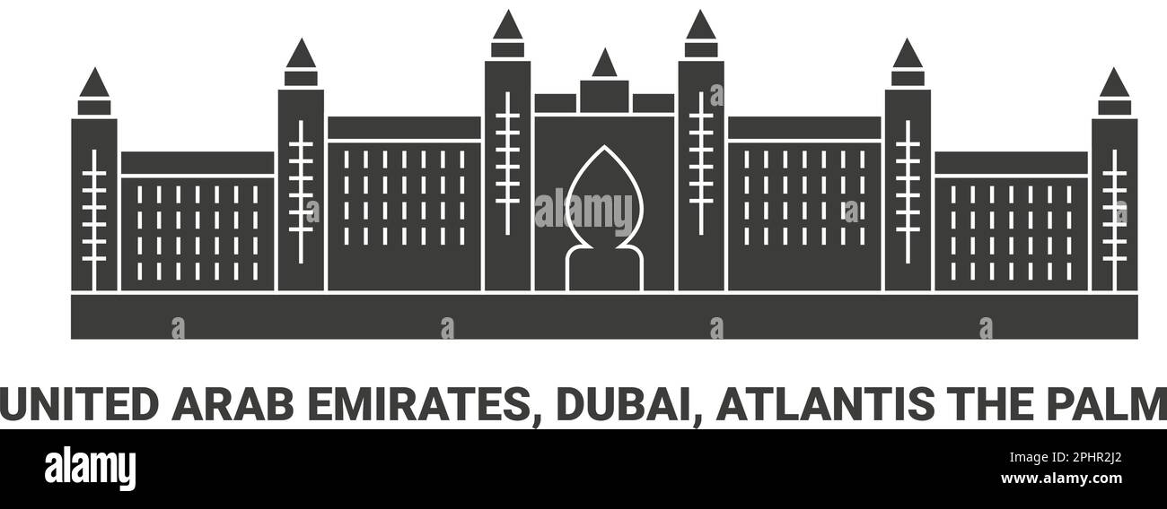 Emirats Arabes Unis, Dubai, Atlantis The Palm, illustration vectorielle de voyage Illustration de Vecteur