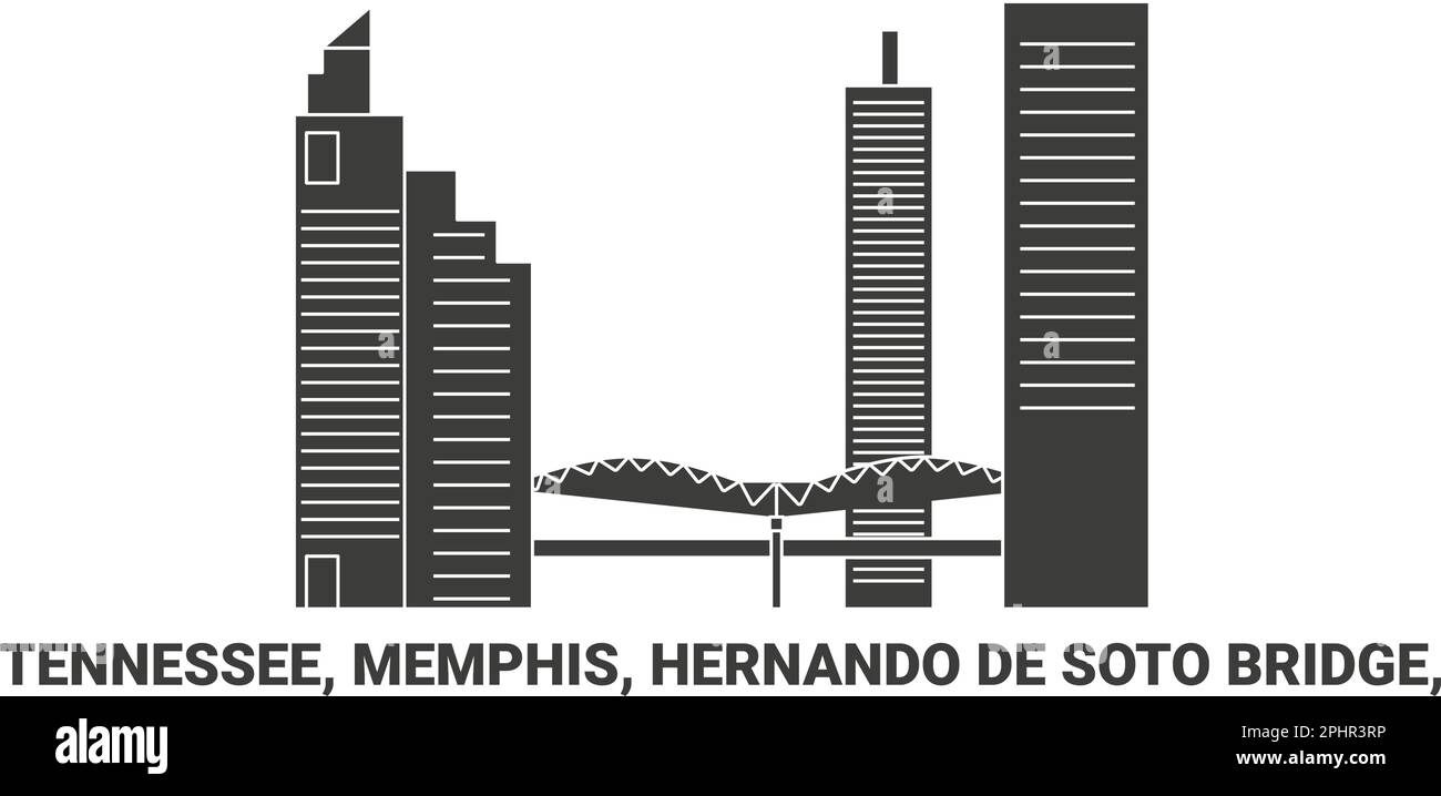 États-Unis, Tennessee, Memphis, Hernando de Soto Bridge, illustration vectorielle de voyage Illustration de Vecteur