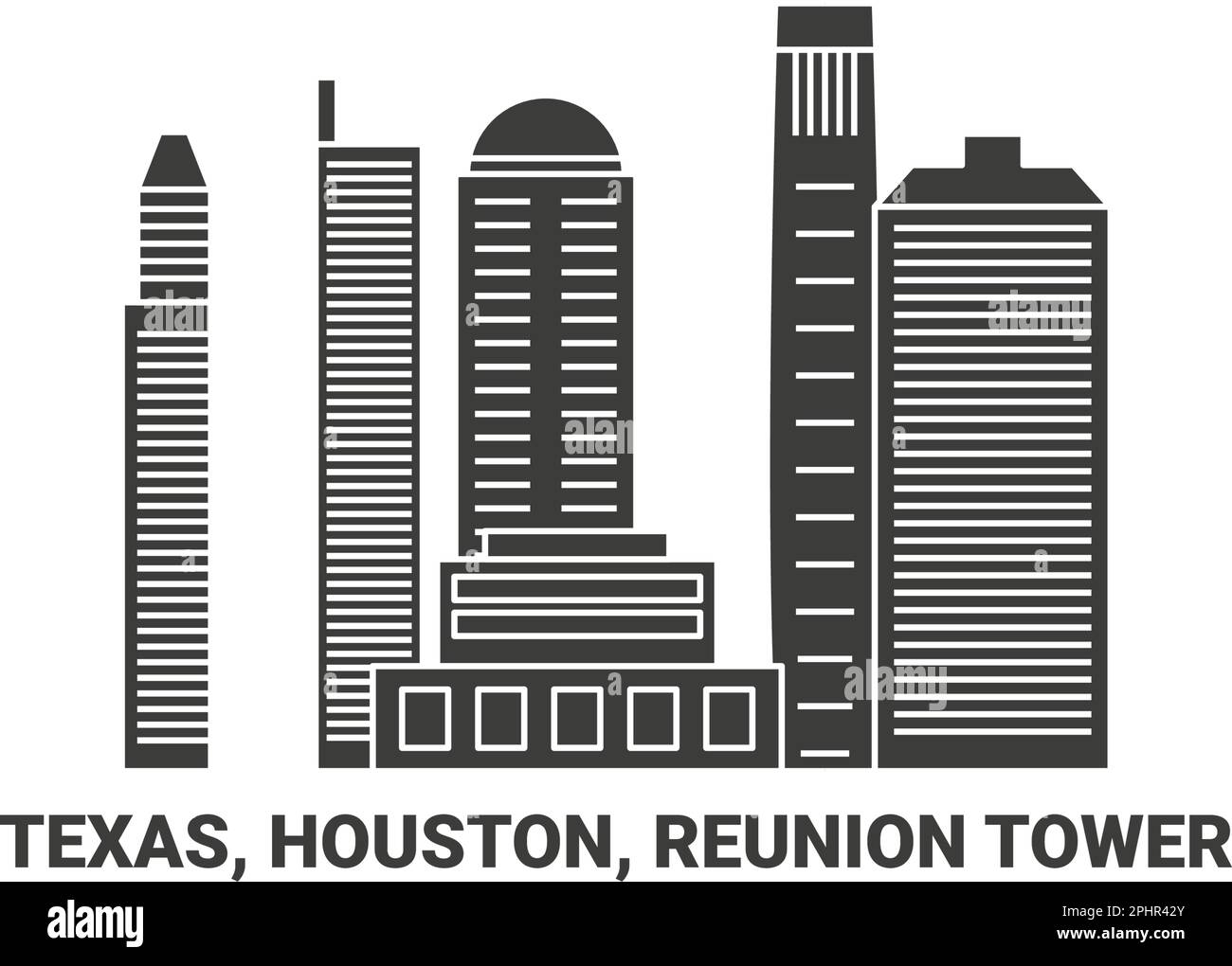 États-Unis, Texas, Houston, Reunion Tower, illustration vectorielle de voyage Illustration de Vecteur