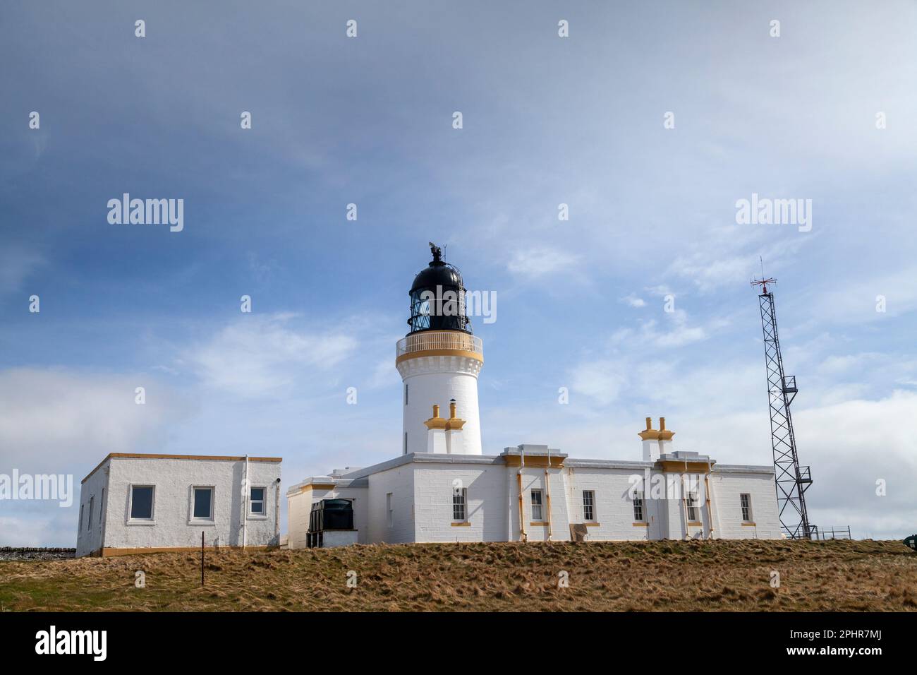 Le phare de Noss Head est un phare actif datant de 19th ans, près de Wick, à Caithness, en Écosse Banque D'Images