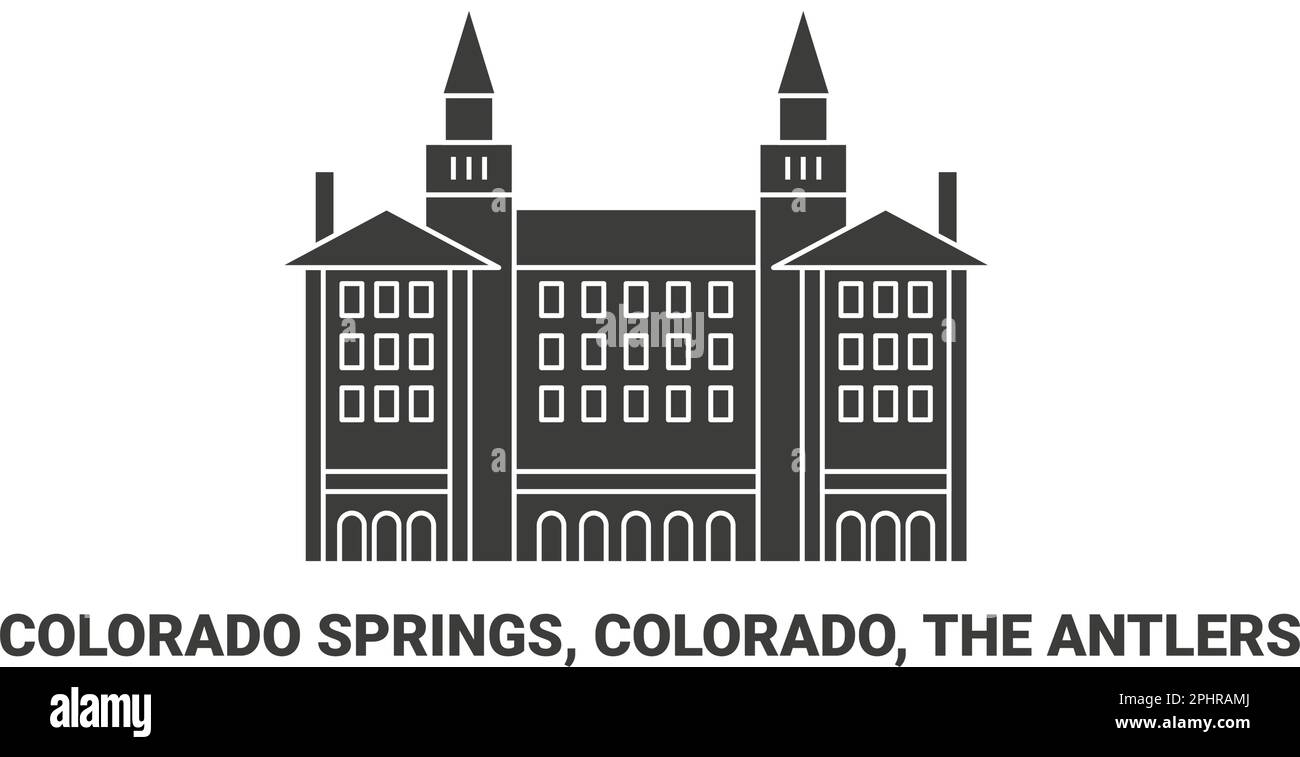 États-Unis, Colorado Springs, Colorado, The Antlers, illustration vectorielle de voyage Illustration de Vecteur