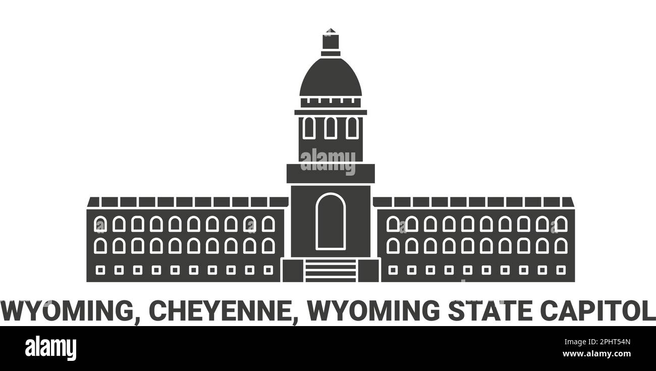 États-Unis, Wyoming, Cheyenne, Wyoming State Capitol, illustration vectorielle de voyage Illustration de Vecteur