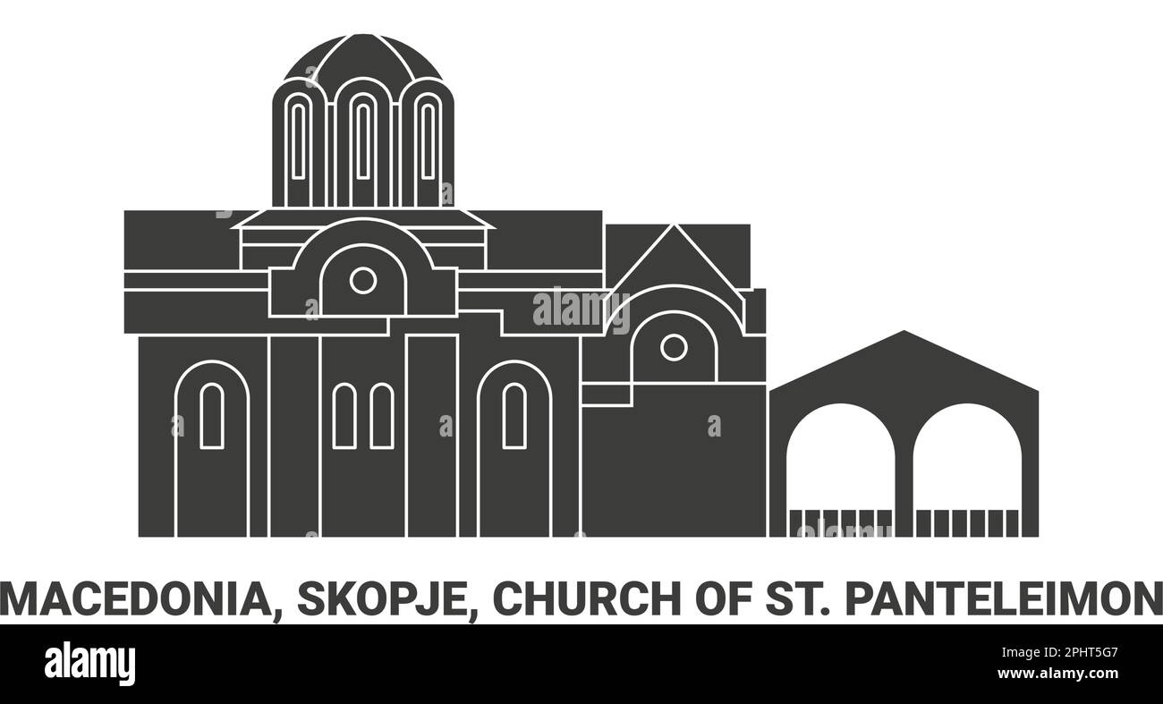 Macédoine, Skopje, Eglise de Saint Panteleimon, illustration du vecteur de repère de voyage Illustration de Vecteur