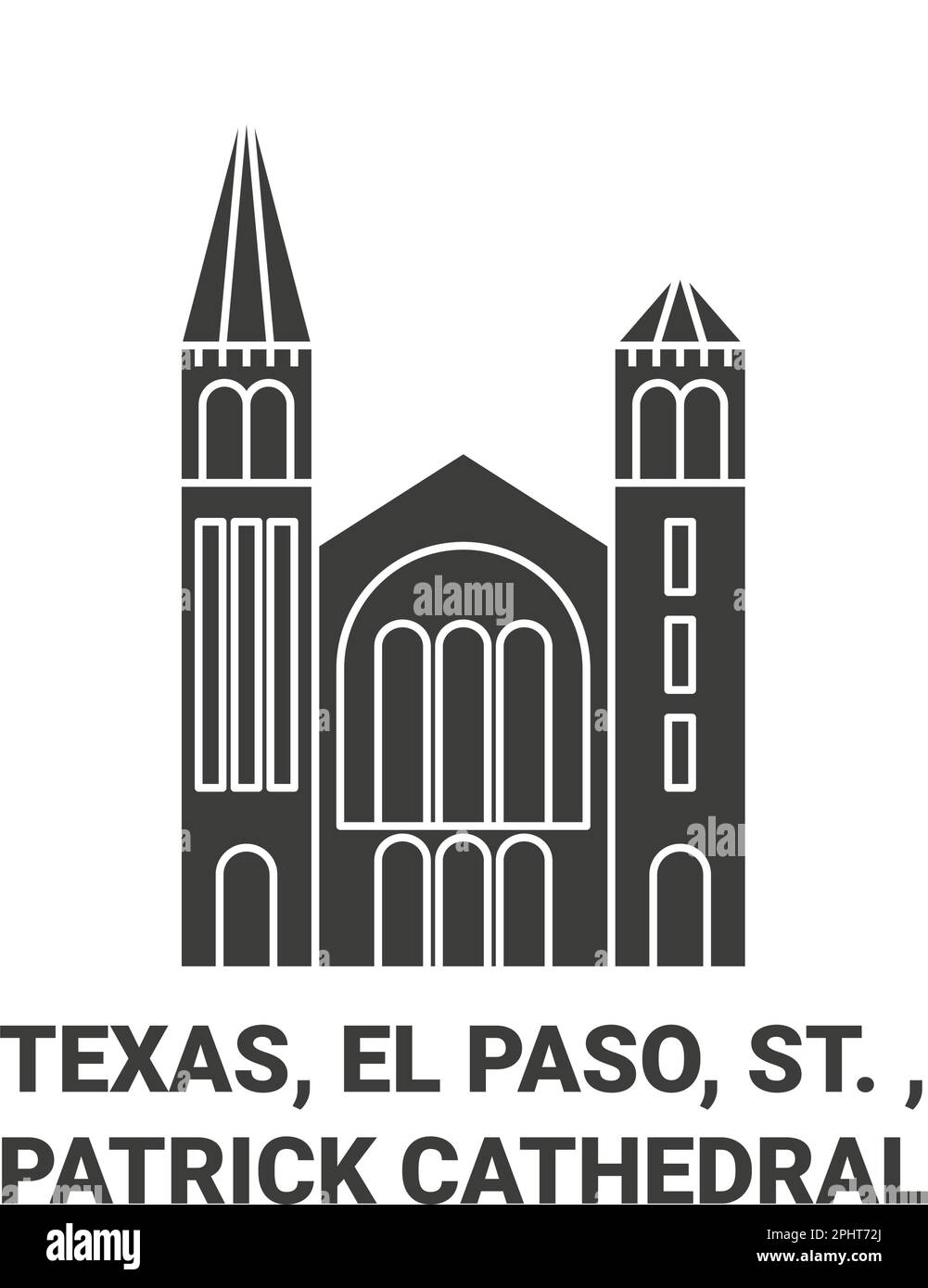 États-Unis, Texas, El Paso, St. , Illustration du vecteur de repère de voyage de la cathédrale de Patrick Illustration de Vecteur