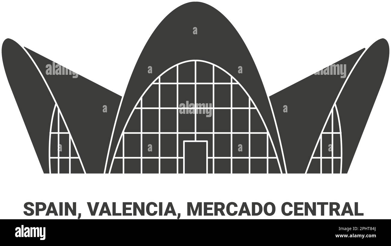 Espagne, Valence, Mercado Central, illustration de vecteur de voyage Illustration de Vecteur