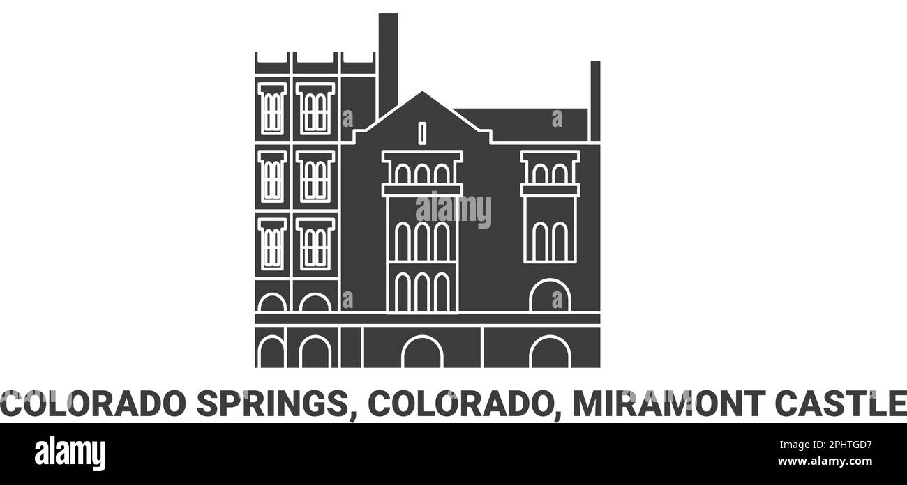 États-Unis, Colorado Springs, Colorado, Château de Miramont, illustration vectorielle de voyage Illustration de Vecteur