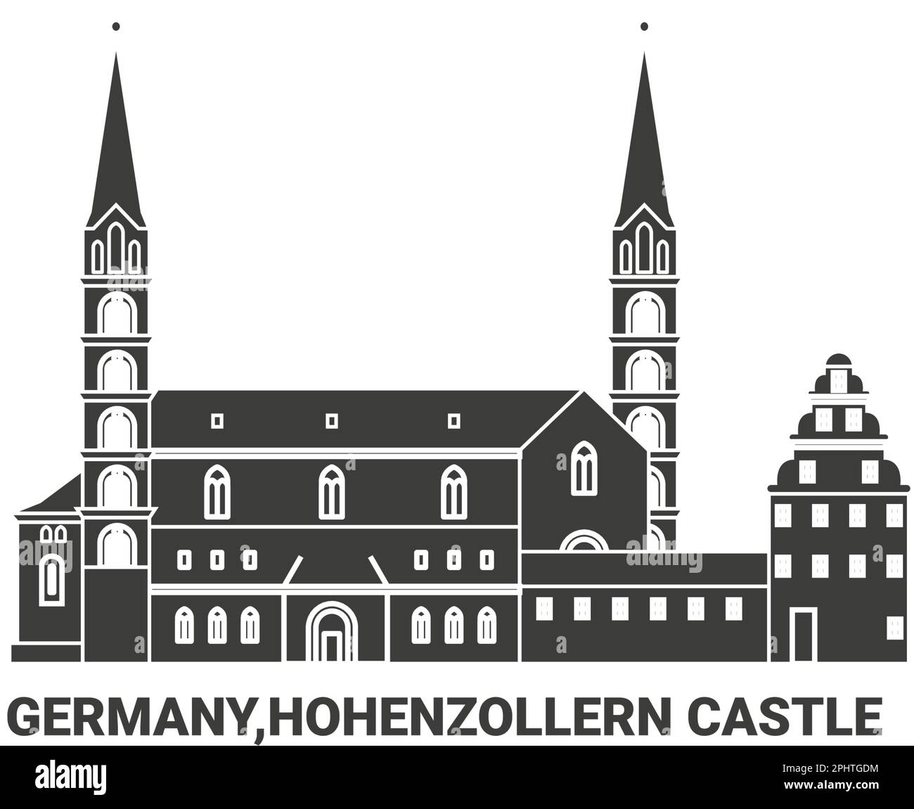 Allemagne, Château de Hohenzollern, illustration vectorielle de voyage Illustration de Vecteur