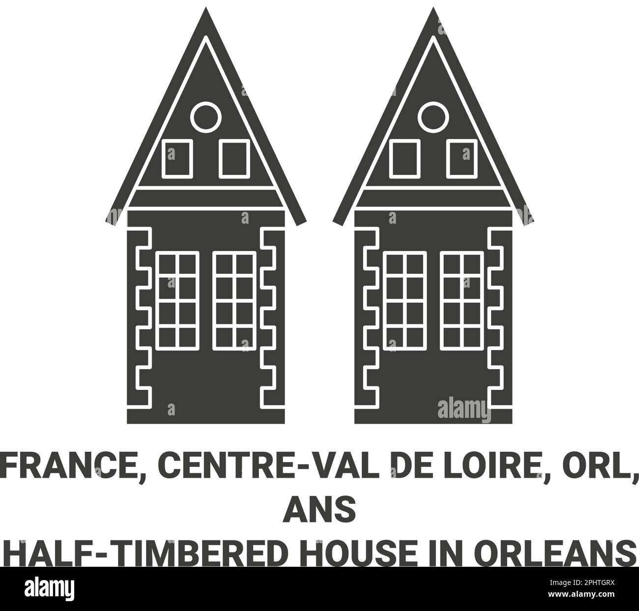 France, Centerval de Loire, ORL, Anshalftimbered House à Orléans voyage repère illustration vectorielle Illustration de Vecteur