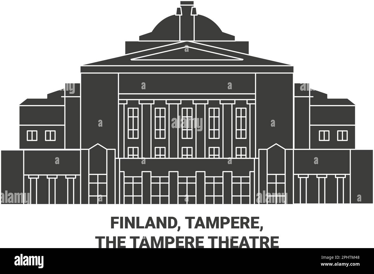 Finlande, Tampere, le théâtre de Tampere, illustration vectorielle de voyage Illustration de Vecteur