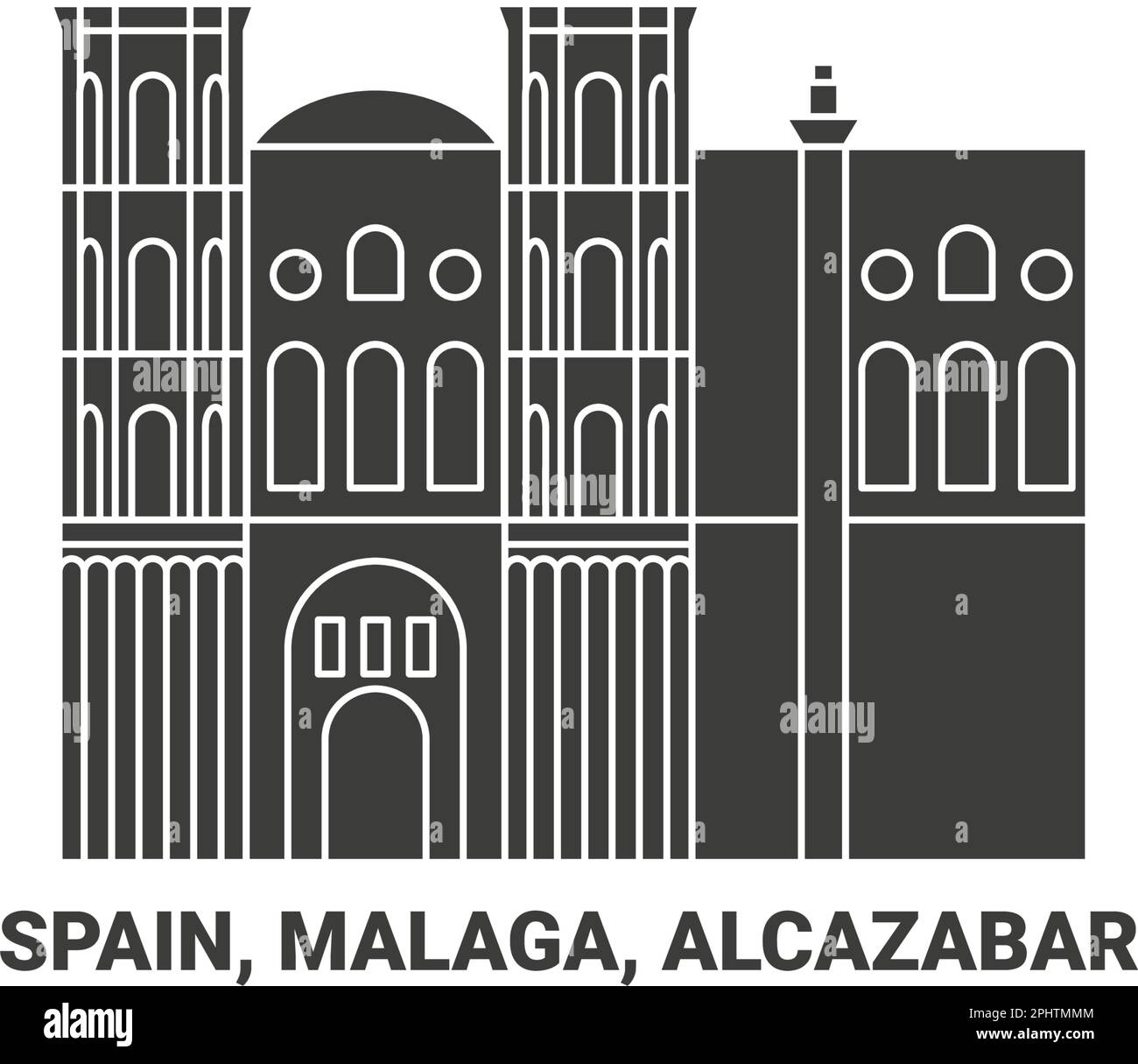 Espagne, Andalousie, Malaga, Alcazaba voyage illustration vectorielle Illustration de Vecteur