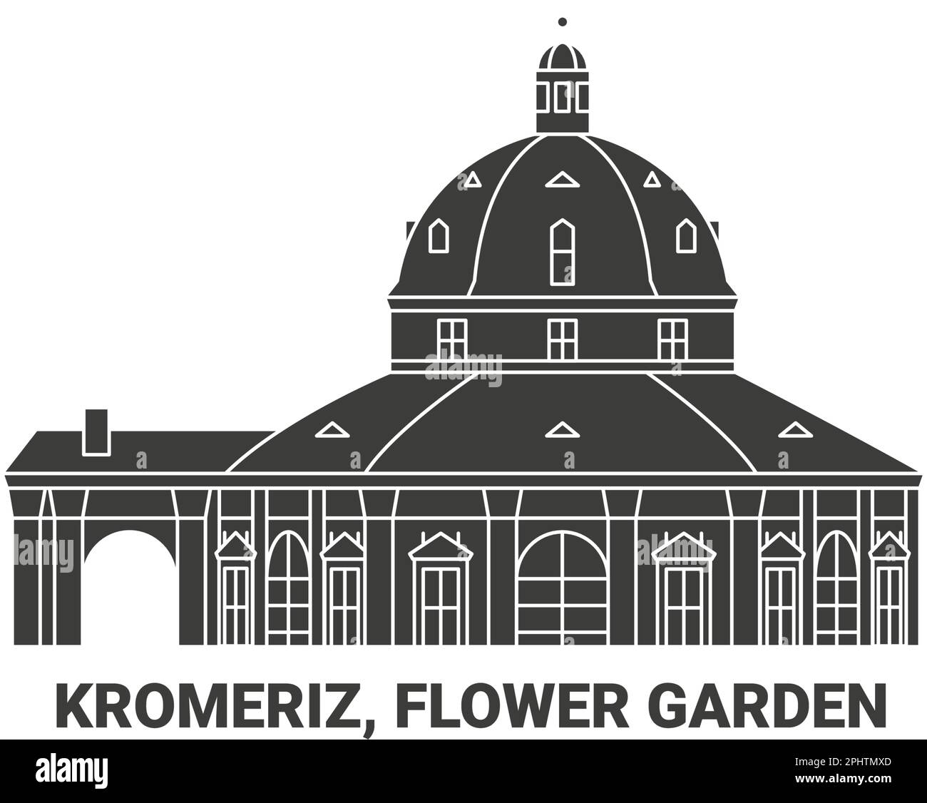 République tchèque, Kromeriz, jardin des fleurs, illustration vectorielle de voyage Illustration de Vecteur