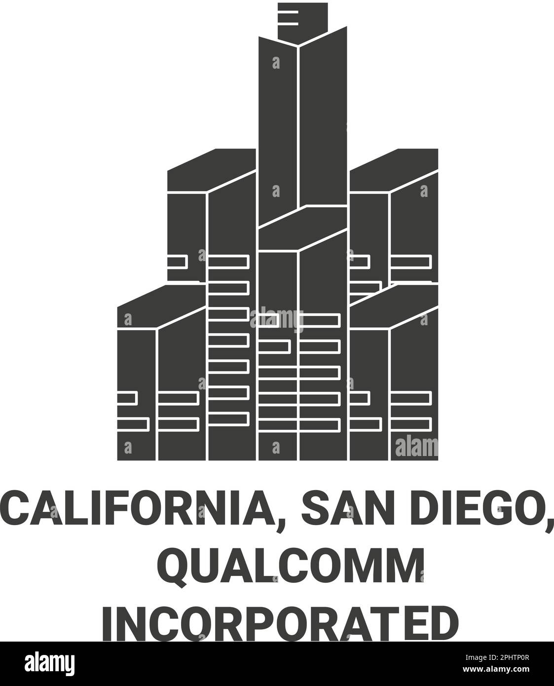 Illustration du vecteur de voyage aux États-Unis, en Californie, à San Diego et Qualcomm Incorporated Illustration de Vecteur