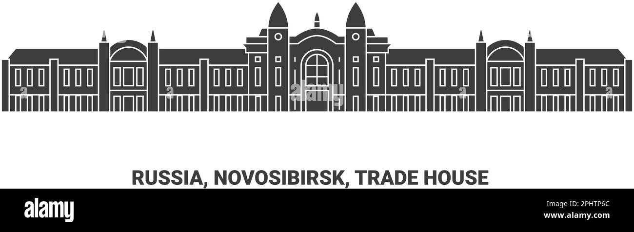 Russie, Novosibirsk, Trade House, illustration vectorielle de voyage Illustration de Vecteur