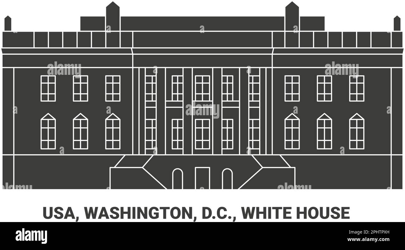 Etats-Unis, Washington, D.C., Maison Blanche, illustration vectorielle de voyage Illustration de Vecteur