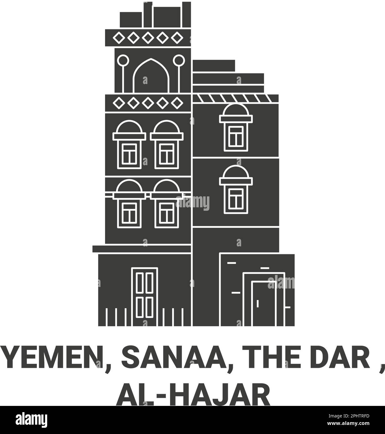 Yémen, Sanaa, le Dar , Alhajar Voyage repère illustration du vecteur Illustration de Vecteur